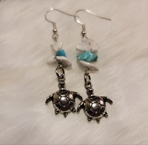 Hand-Made Silver Turtle Earrings